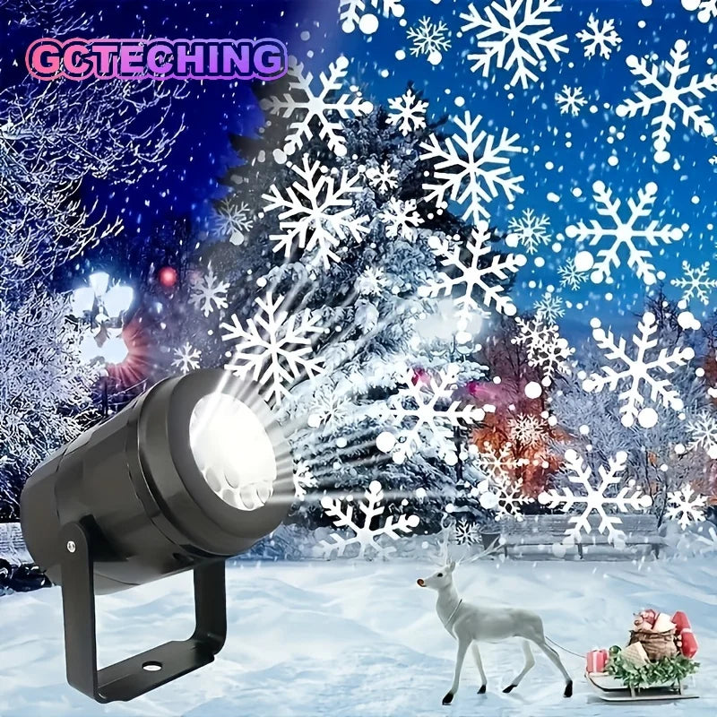 1pc LED Snowflake Projection Light, USB Powered Rotating Snowflake for Christmas,Halloween,Simulating Winter Snow, Passion Party Vue