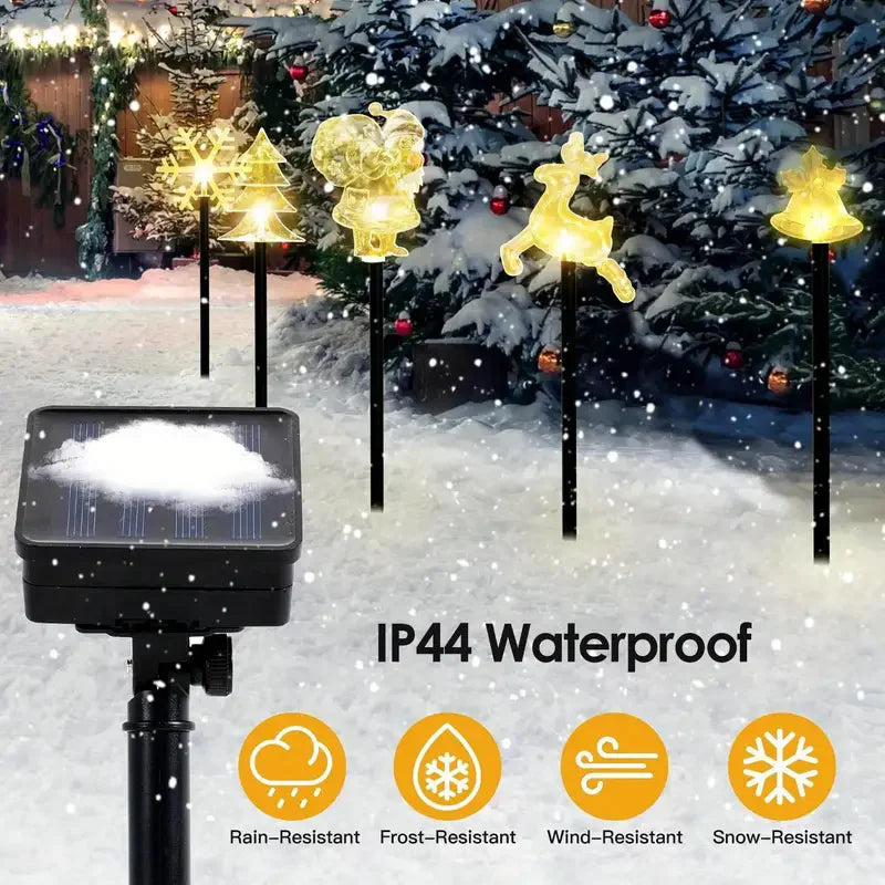 5PCS Solar Christmas Pathway Lights Solar Christmas Decor Star LED Lights Outdoor Waterproof Stake Lights Garden Walkway Vue