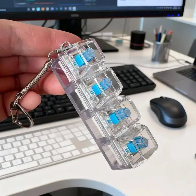 Keyboard Keychain 1 Key Pressable Button with LED Best Desk Decoration Office Toy for Computer Lovers Vue
