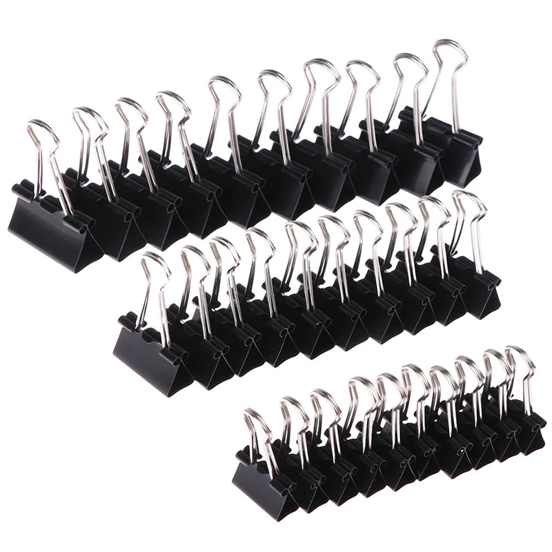 10Pcs Black Metal Binder Clips Paper Clamps Notes Letter Document Binding Clips Office Supplies Vue