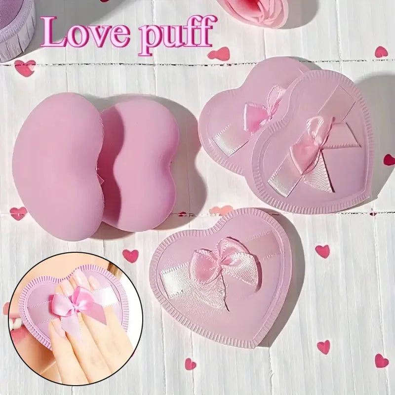 6pcs Heart-Shaped Makeup Sponge Puffs Dry Wet Dual Use Candy Puff Reusable Liquid Foundation Powder Cosmetic Sponge Puffs Vue