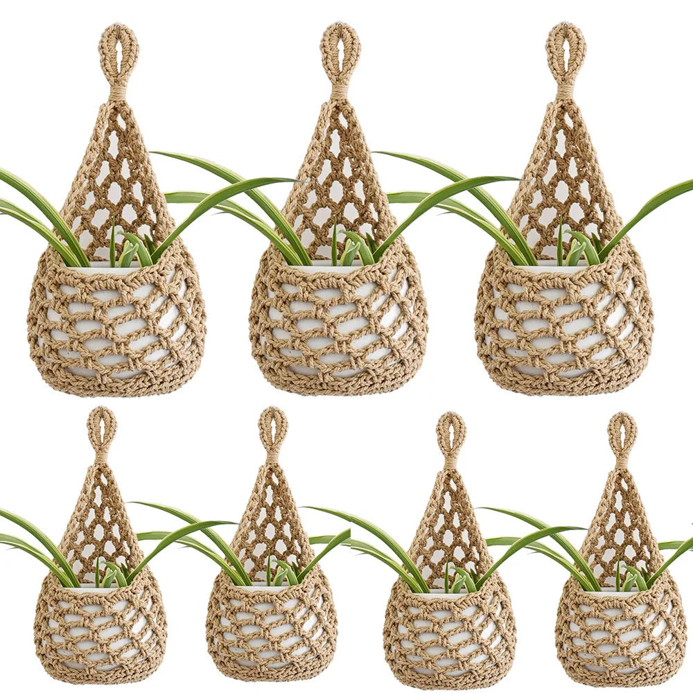 1/3pcs Hand Woven Bird's Nest Drip Net, Hand Woven Cotton Rope hook, Woven Fruit vase Mesh bag Storage Vue