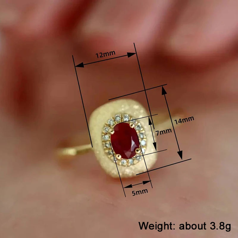 Huitan Red CZ Gold-Tone Ring | Women's Wedding & Engagement Band Fashion Ring Vue
