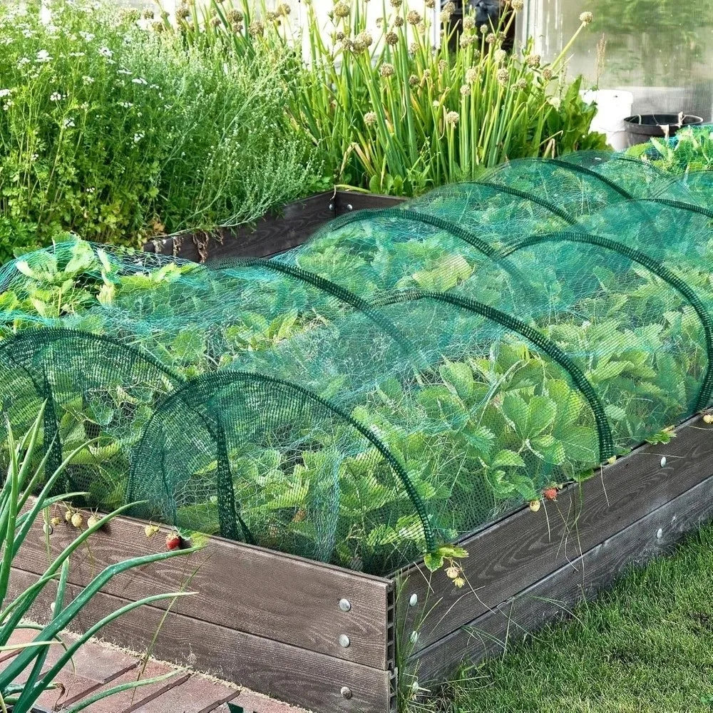 Collapsible Greenhouse Tunnel Green Mesh UV Protection Plant Protective Cover Metal Frame Portable Garden Tunnel Greenhouses Vue