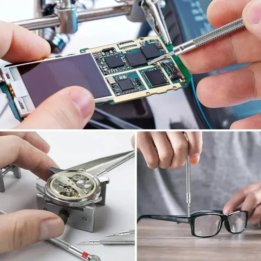 5PCS Set 0.8-1.6mm Steel Screwdriver for Watch Repairing Portable Watch Tools Band Removal with Mini Link Pins Watchmaker Tools Vue