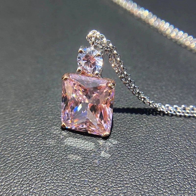 Huitan Two-Tone Pink Cubic Zirconia Pendant Necklace Pendant Necklace Vue