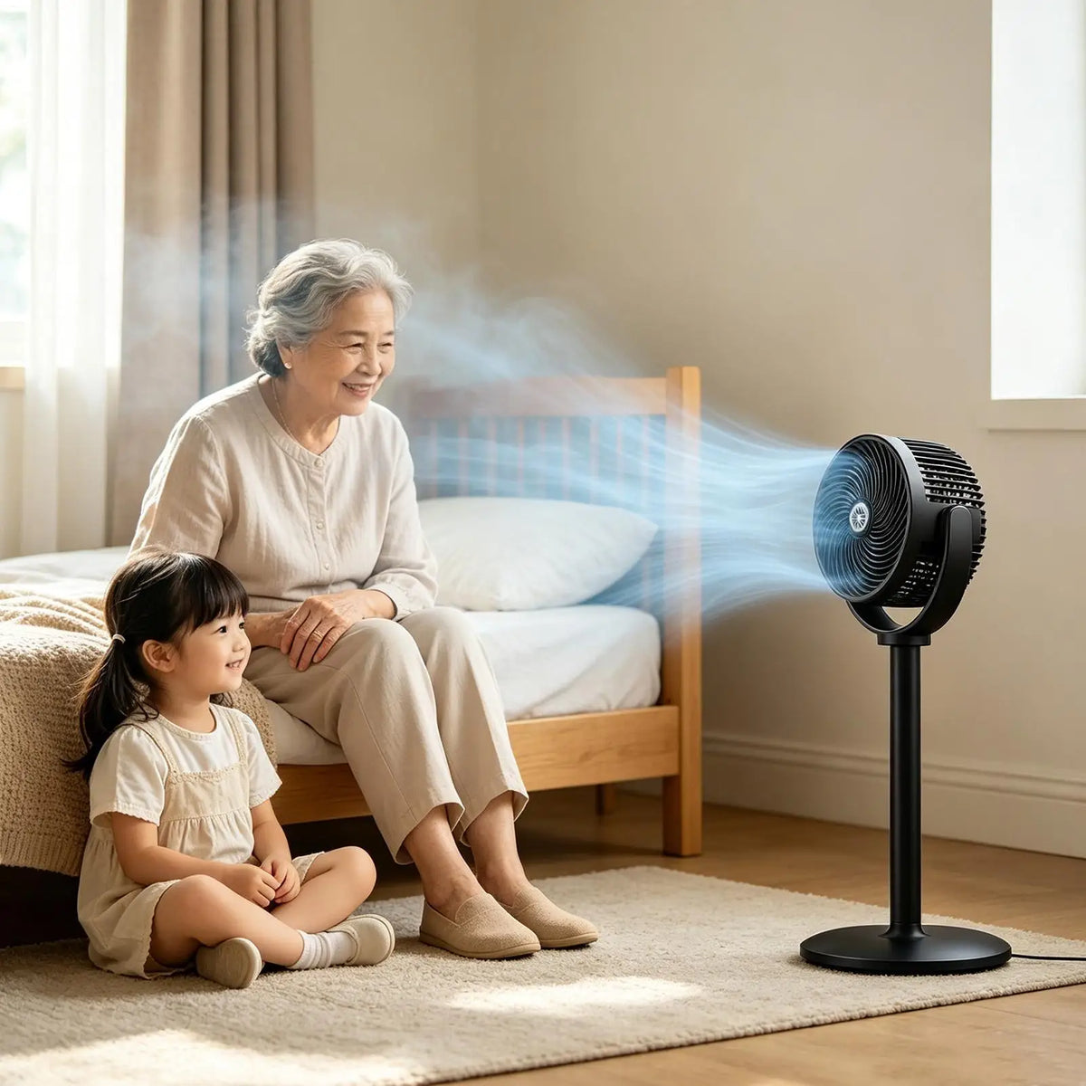 Telescopic Standing Fan 5 Wind Speeds Pedestal Fan Adjustable Height Air Circulator Fan for Home Office Dorms Bedroom Study Vue