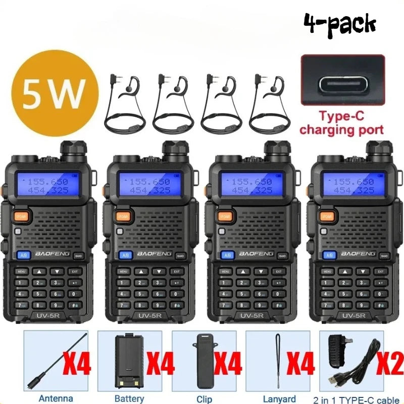 Baofeng UV-5R Radio Ham Radio Handheld UV5R Long Range Dual Band Rechargeable Two Way Radio Walkie Talkies for Hunting Camping Vue 5W-4PCS