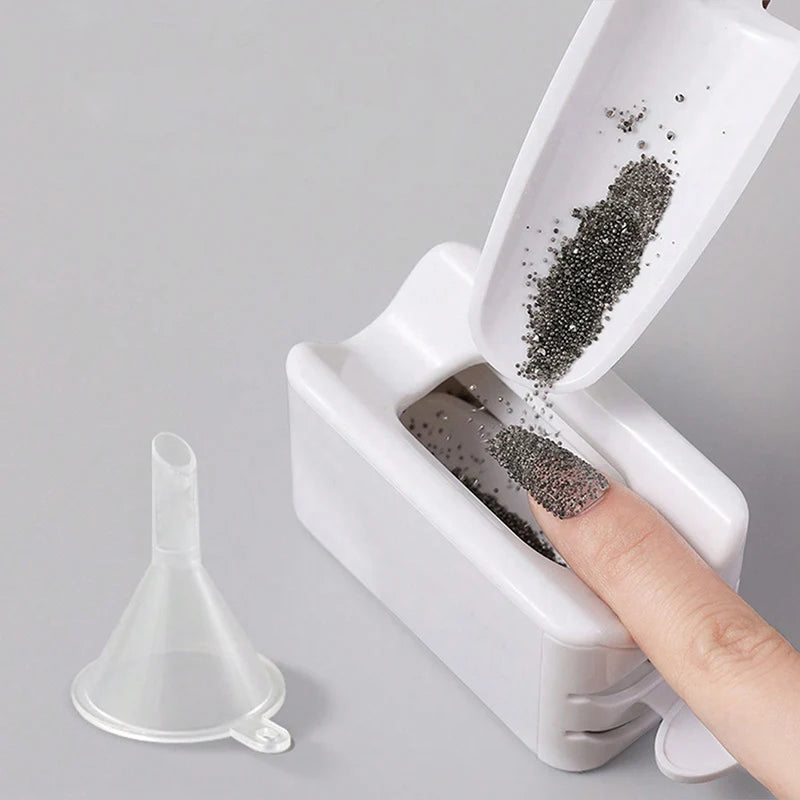 1PC Double Layer Glitter Powder Recycling Box White Color Nail Art ManicureTools For DIY Nail Storage Portable Container 2022 Vue