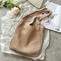 Women Girls Knitted Shoulder Bags Retro Hollow Woven Large Capacity