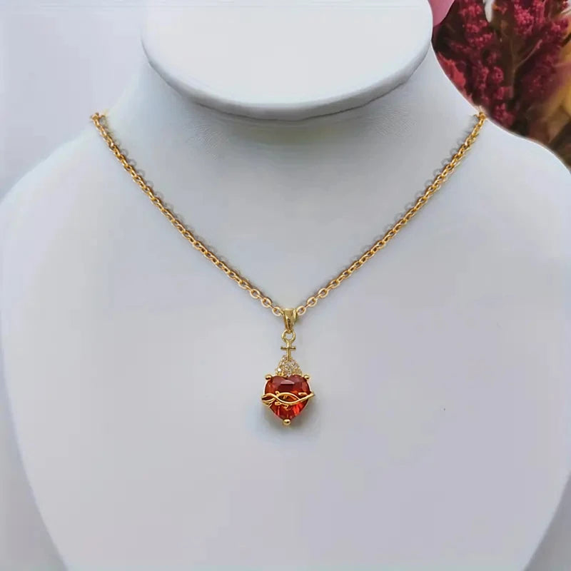 Huitan Heart Cubic Zirconia Pendant Necklace | Women's Fashion Pendant Necklace Vue