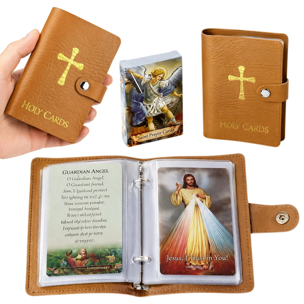 Prayer Saint Card Set – Real Leather Wallet Holder Case Leather Card Wallet Vue