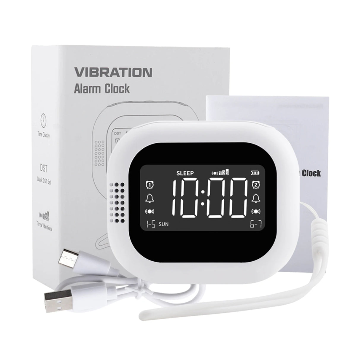 Vibrating Alarm Clock Wireless Loud Alarm Clock With White Noise Deep Sleep Digital Travel Clock Snooze function Alarm Clock Vue