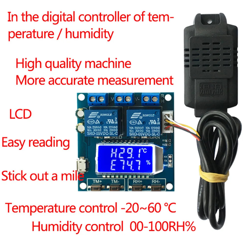 XY-TR01 Humidity Temperature Controller DC 12V 10A Hygrometer Thermomter Thermostat Humidistat Digital LCD Display Relay Module Vue Default Title