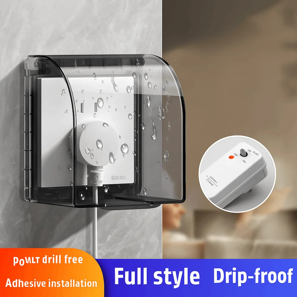 Dust Proof Waterproof Socket Box Transparent Plastic Switch Socket Cover Waterproof Self-Adhesive Electrical Safety Guard Vue