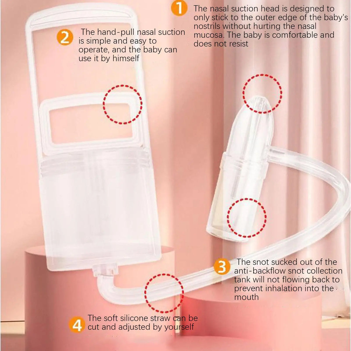 Baby Snot Sucker Manual nasal aspirator Kids Toddler Baby Nose Picker Nasal Aspirator Hand Puller Clogged Passages and Boogers Vue