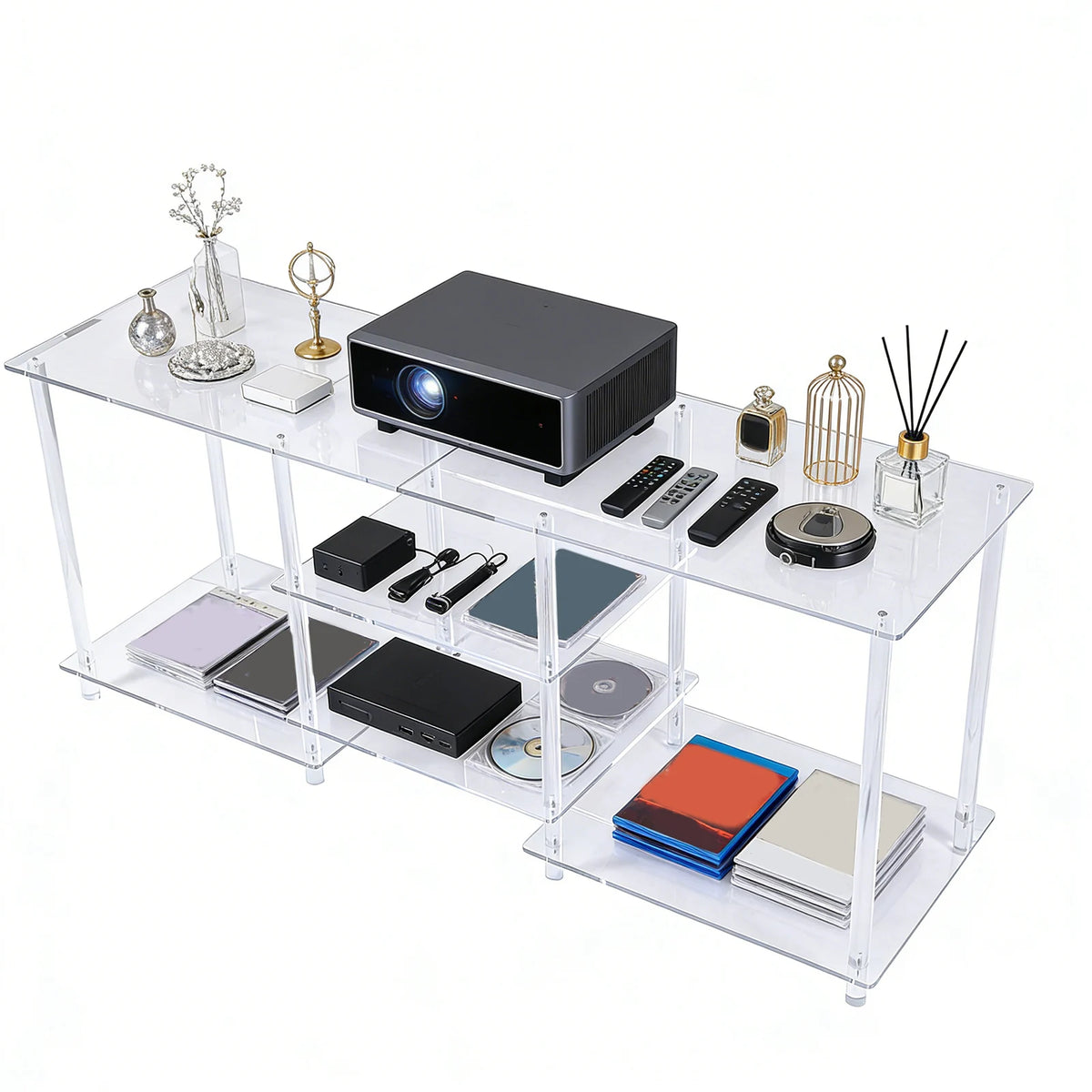 APWIKOGER 55" Clear Acrylic TV Stand for TVs Up To 60 Inch Acrylic TV Stand Vue