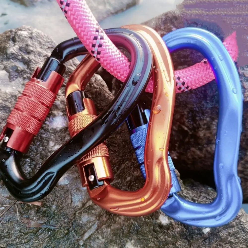 7075 Aviation Aluminum Safety Auto Lock Buckle 23KN Pear-shaped Professional Carabiner Durable Sturdy Outdoor Sports Buckle Vue