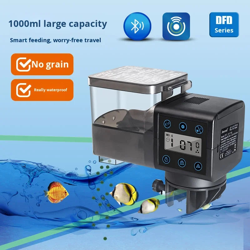 Smart Timing Automatic Fish Feeder for Ornamental Fish Turtles 1000ml Large Capacity Feeder Fish Tank and Aquarium Timer Feeding Vue
