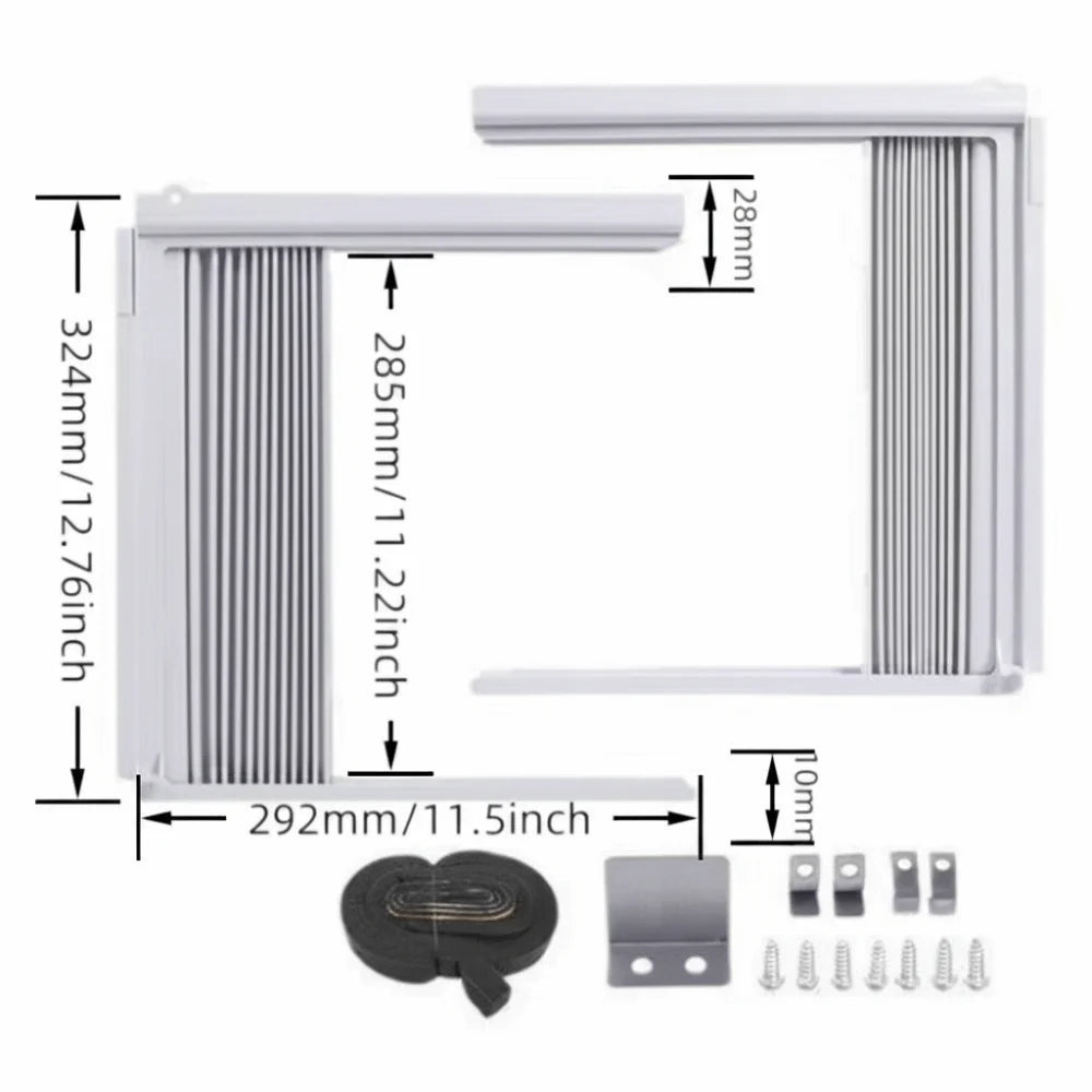 ABS Material Window Air Conditioner Side Panel Foldable Design Dustproof Function Air Conditioner Baffle Heat Insulation Vue White