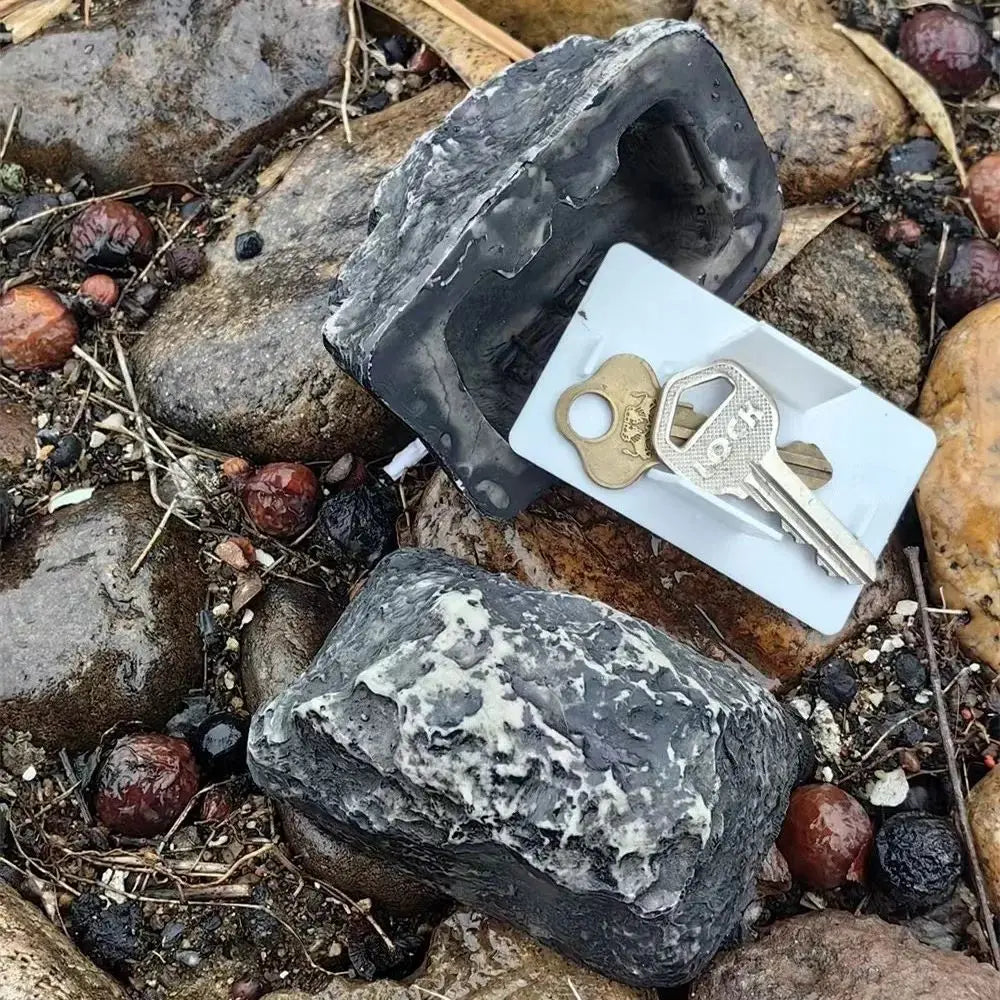 Outdoor Garden Simulation Stone Shape Hide Keys In Stone Safety Storage Box Creative Hidden Fake Rock For Home RV Spare Key Safe Vue