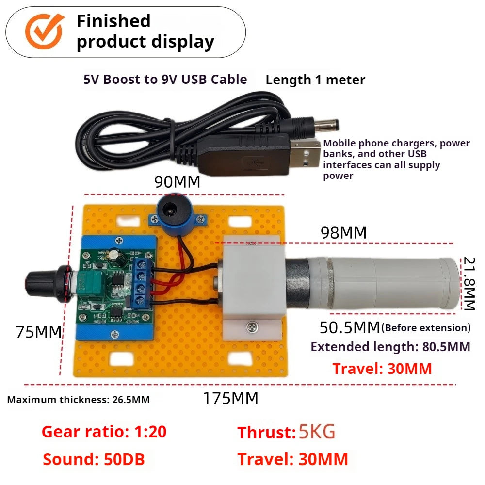 Linear Motor Telescopic DC Motor Mini Electric Actuator Screen Click Speed Controller 30mm Stroke 5KG Thrust Push Rod Kit Vue