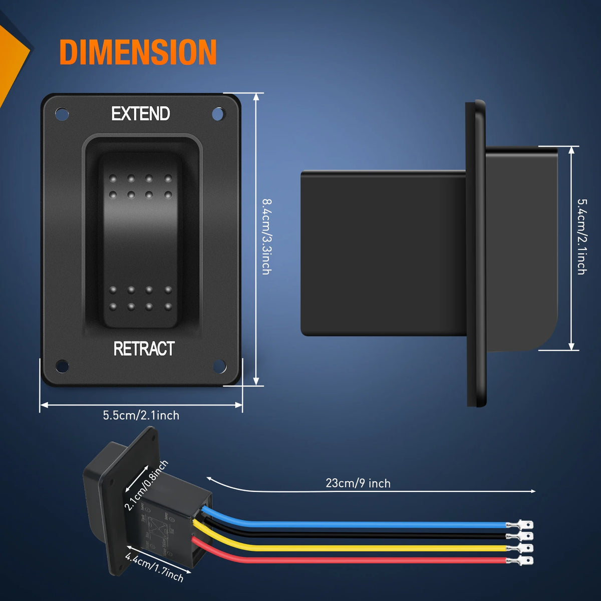 Nilight RV Electric Stabilizer Jack Switch Power Rocker Switches Extend Retract ON Off ON Momentary Waterproof with Harness for Trailer Boat Truck Linear Actuator Vue