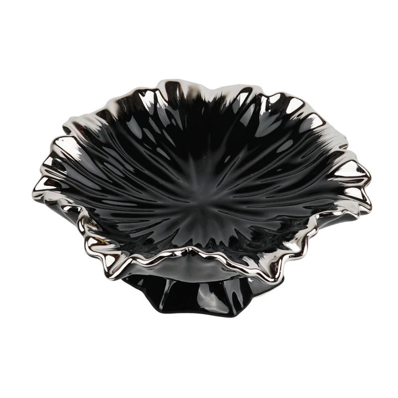 Ceramic Light Luxury Fruit Tray Elegant Finish For Living Room Coffee Table Centerpiece Snack Candy Plate For Couples Gift Vue