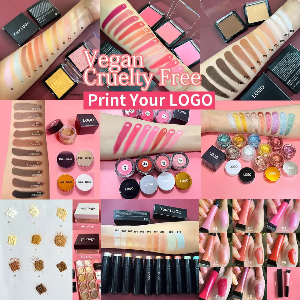 10pcs Pink Blush Palette Private Label Cosmetics Face Makeup Matte Pressed Powder Blusher Wholesale Bulk For Business Vue