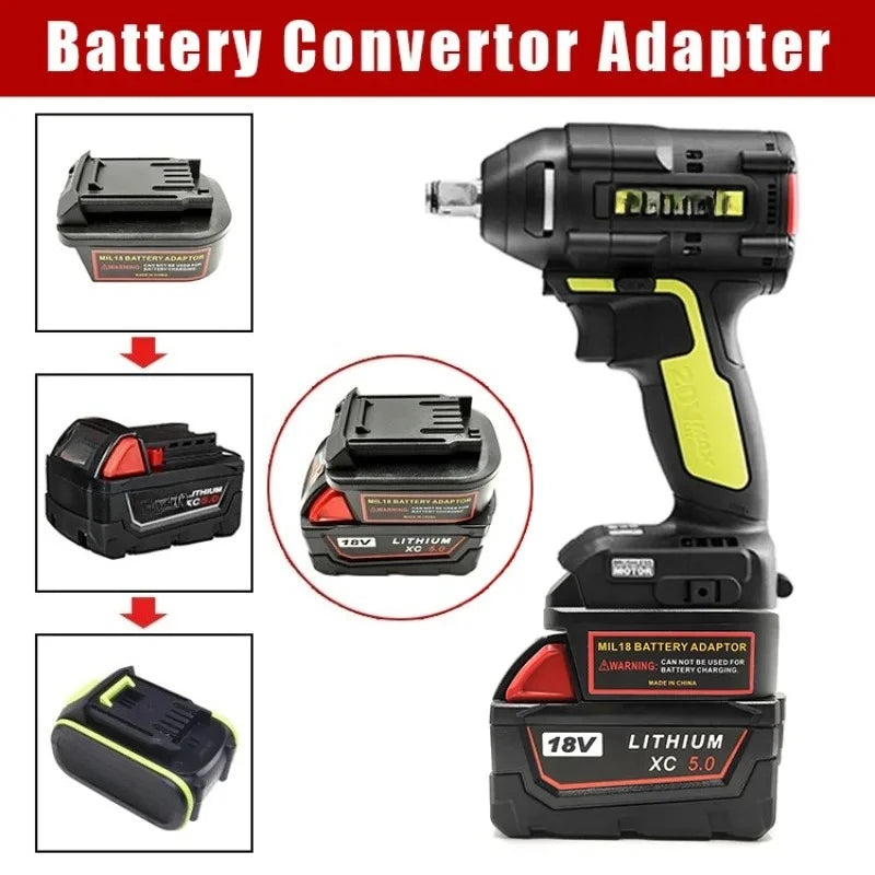 Battery Adapter Converter for Milwaukee 18V Lithium-ion Batteries Converter for WORX 5pin 20V Battery Power Tools (green Model) Vue