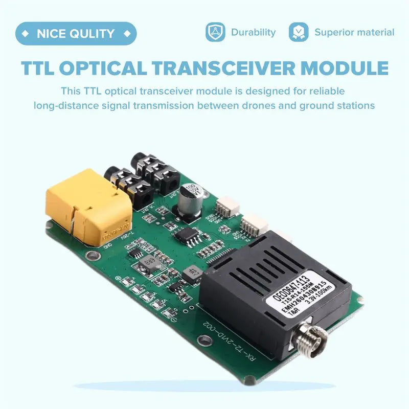 Hot-100KM TTL Optical Transceiver Module DC 5.5-26V Optical Terminal Equipment Drone-Specific RX Ground End Vue