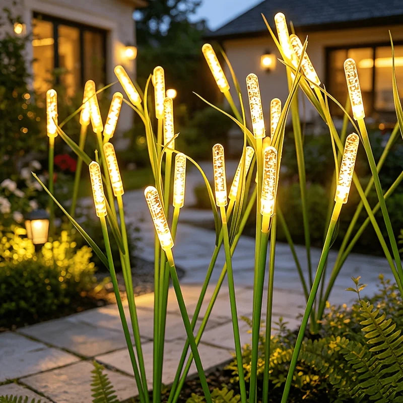 Solar Powered Reed LED Stake Lights, Glowing Bubble Stick Ground Lights for Outdoor Garden Lawn Pathway Landscape Decoration Vue Warm White 1PC10Head
