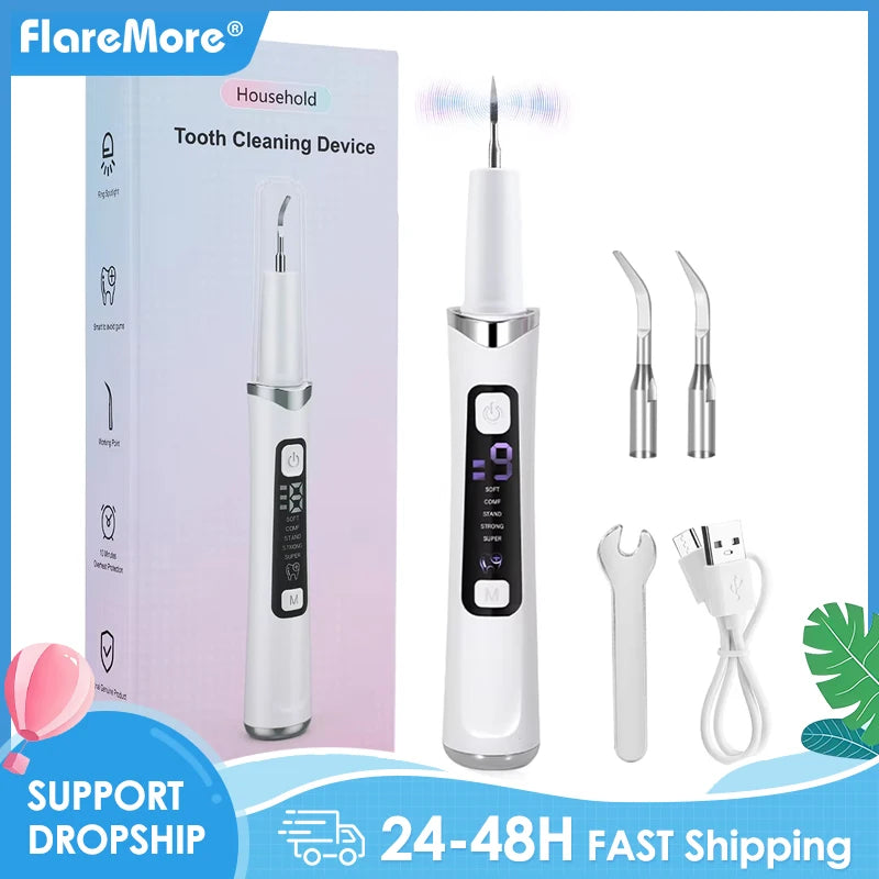 Electric Sonic Dental Scaler Tartar Plaque Coffee Stain Remover High Frequency Vibration Teeth Whitening Portable Oral Cleaner Vue