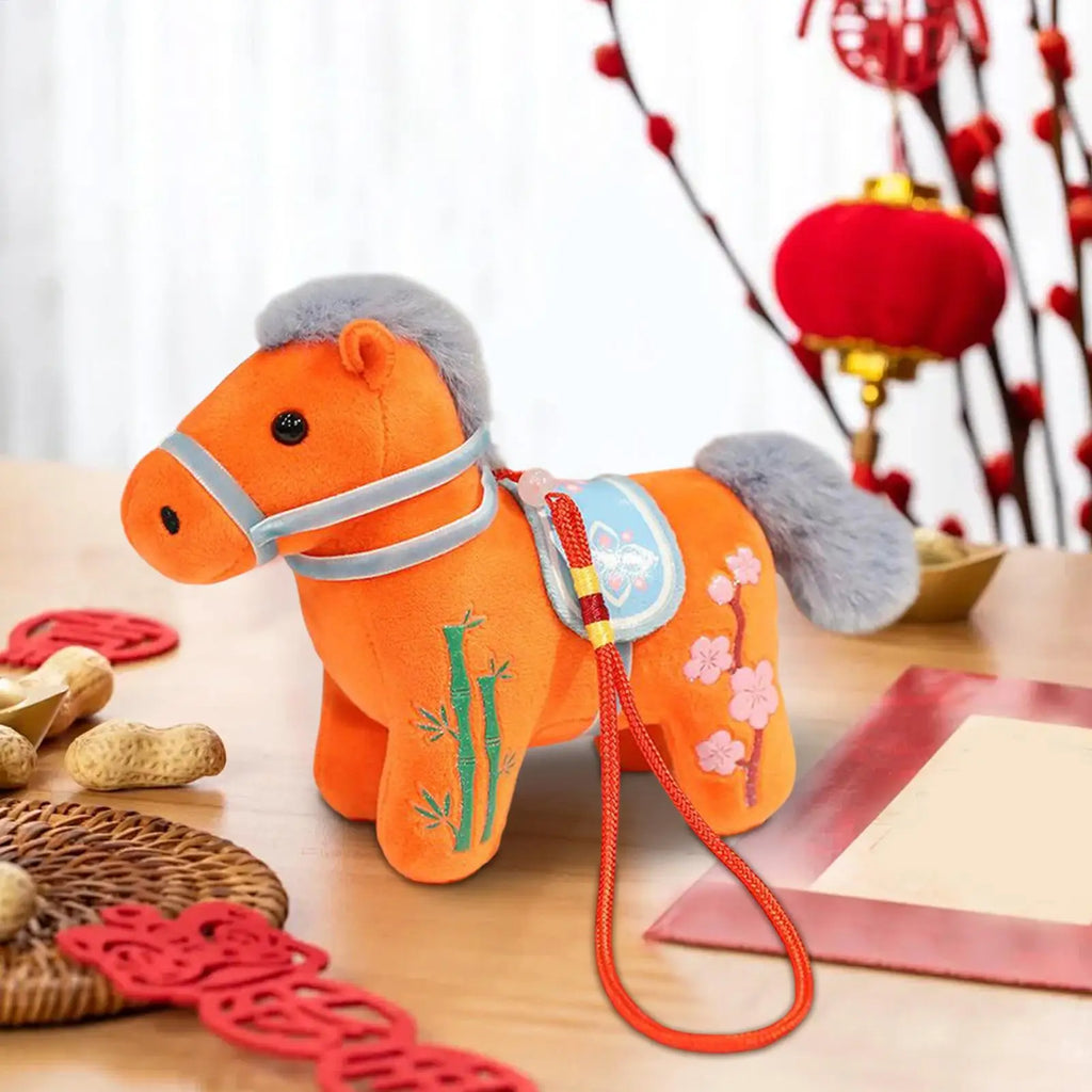 Stuffed Horse Plush Toy 2026 Collectible Cuddly Plush Ornament Chinese New Year Stuffed Animal Toy for Home Living Room Nursery Vue