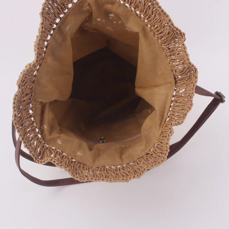 Handmade Women's Summer Straw Beach Shoulder Bag Woven Hollow