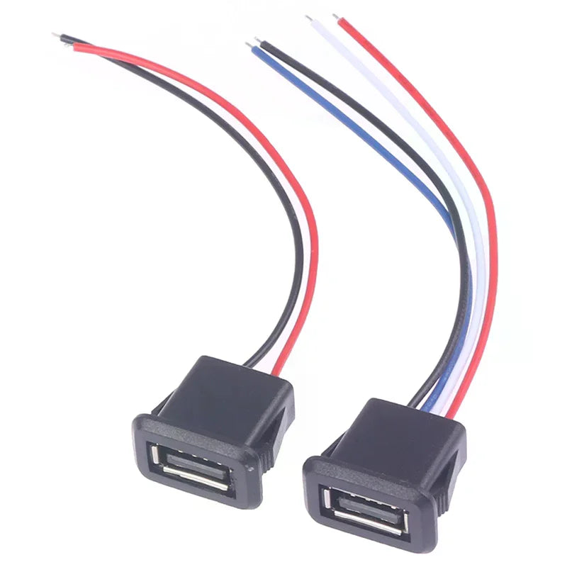 1PCS USB Charger Socket USB 2.0 Female Power Jack USB2.0 Charging Port Connector With Cable Vue