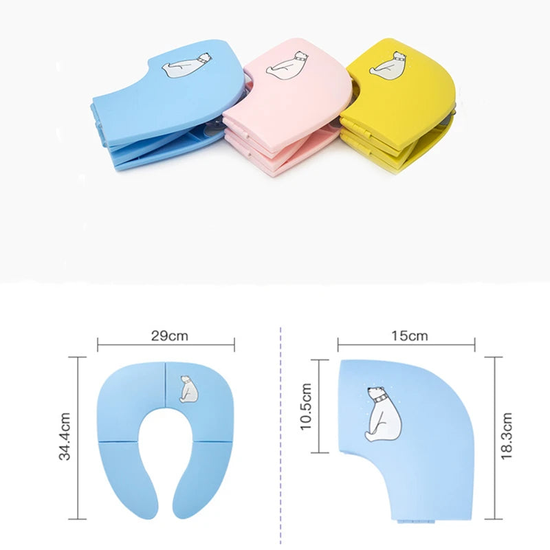 Folding Travel Portable Travel On A Toilet Seat Non-Slip Suction Cups Potty Seat For Fits Round Oval Toilets Tourist Carry-On Vue