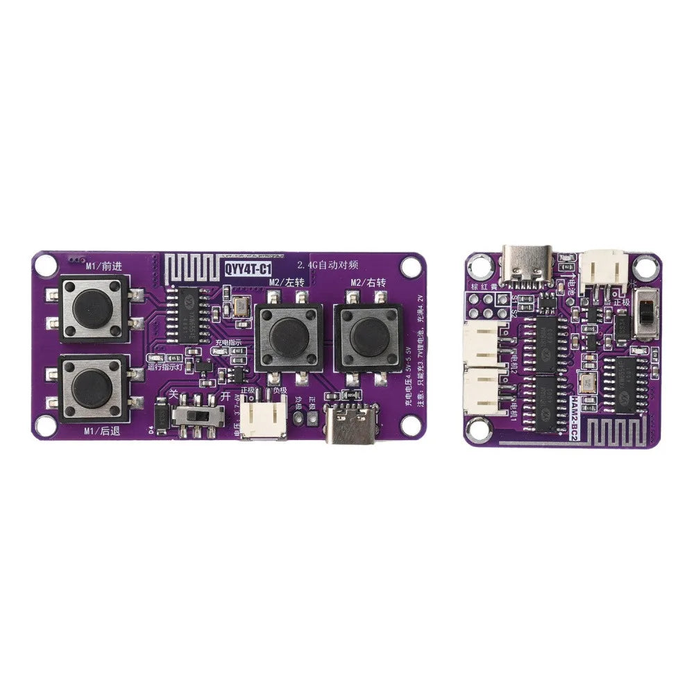 2.4G Rechargeable 4CH RC Receiver Module Kit DIY Wireless Remote Control Car Mechanical Device Part Type-C Charging Auto Pairing Vue Type1