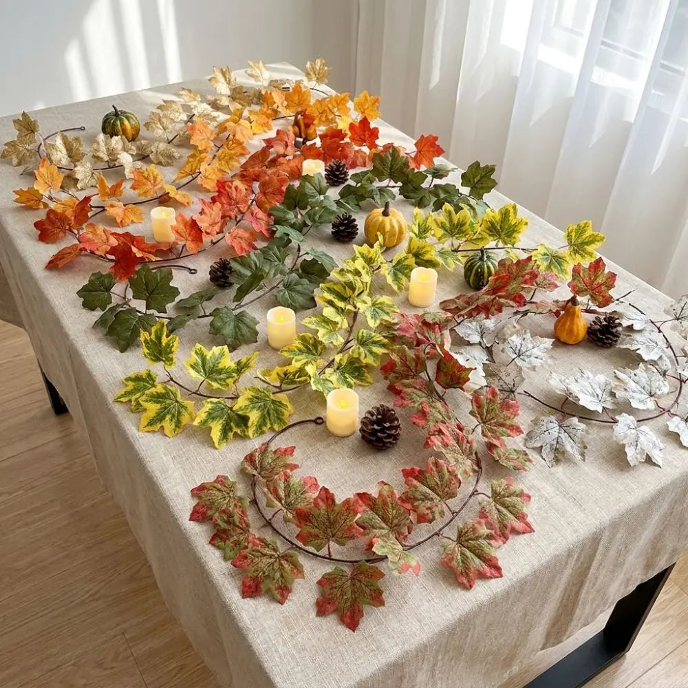 2 Meters Artificial Maple Leaf Garland Hanging Vine DIY Craft Fall Foliage Garland Floral Plants Flexible Fall Atmosphere Prop Vue