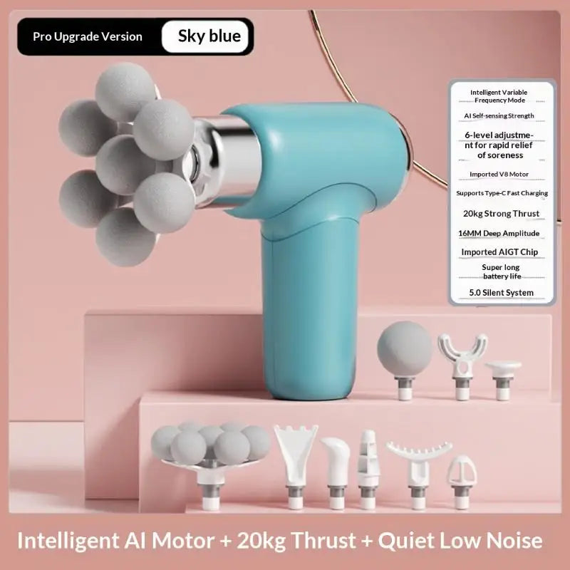 Upgraded Fascia Intelligent AI Chip 20kg Thrust Whole Body Muscle Relaxation Silent Massager Vue Blue