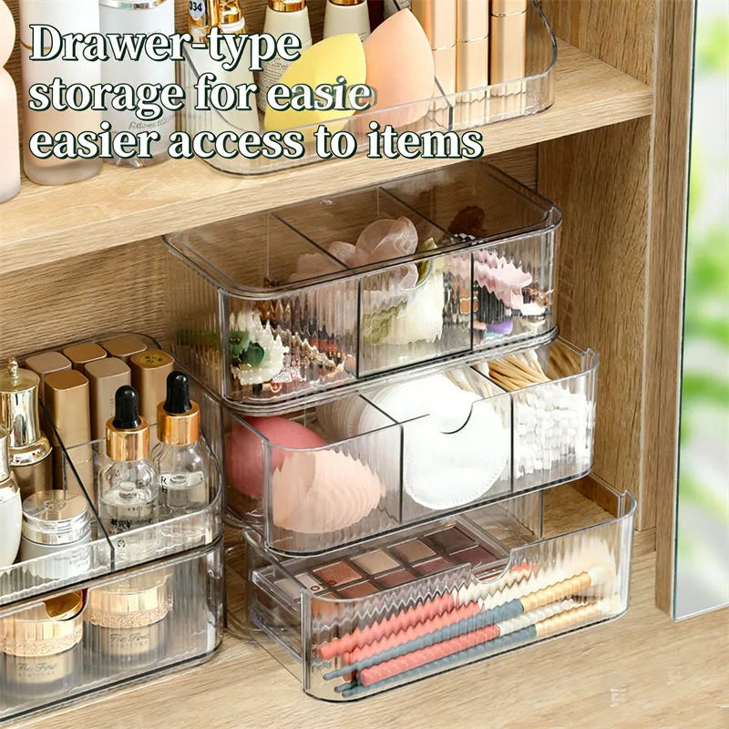 Drawer Type Cosmetics Storage Box Stackable Makeup Brushes Comestic Tools Organizer Desk & Drawer Organizer for Makeup Tools Vue