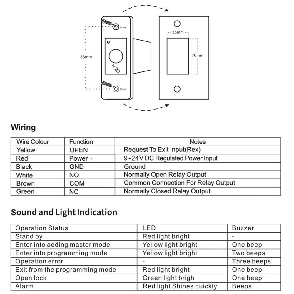 Mini Elevator RFID Reader Keyless Door Opener Metal Access Control IP67 Waterproof Embedded Fingerprint Reader 9-18V Vue