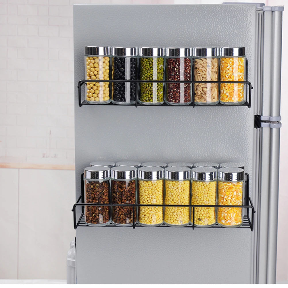 Magnetic Spice Rack For Refrigerator Magnetic Shelf 2PCS Spice Racks Organizer For Cabinet Hanging Spice Rack Wall Mount Kitchen Vue