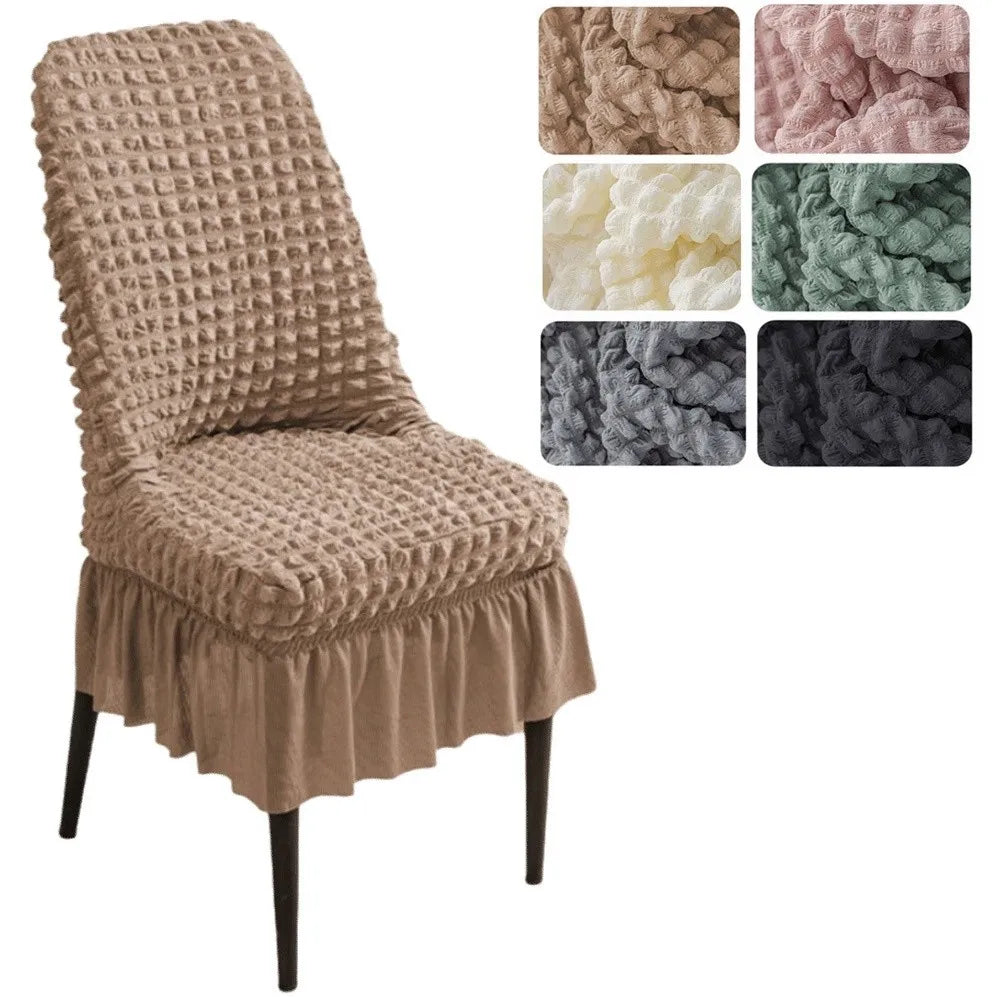 Stretchable Seersucker Stretch Puff Chair Cover Wrinkled Fabric Anti-Slip Seersucker Chair Seat Cover Pet-Resistant Breathable Vue