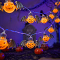 Halloween Decoration Bat Pumpkin String Lights Jack O Lantern LED Lights for Indoor Windows Ornaments Light Decor N010 Vue Warm White 6m 40leds battery