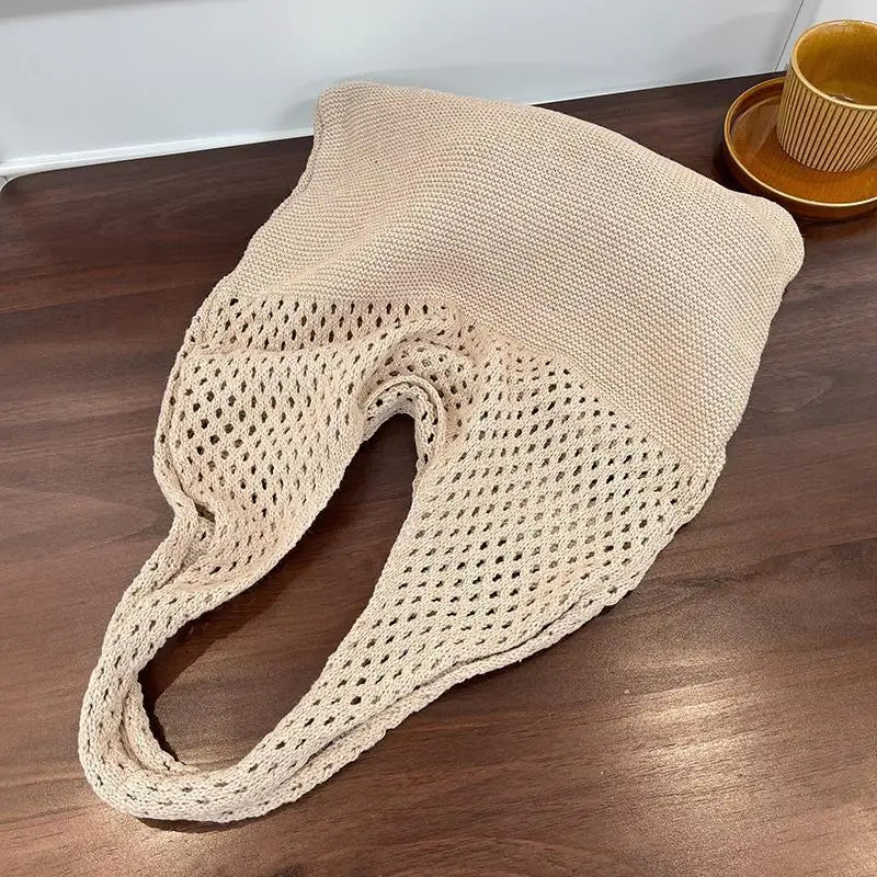 Vintage Hollow Woven Underarm Shoulder Bag Knitted Handbag Women Vue