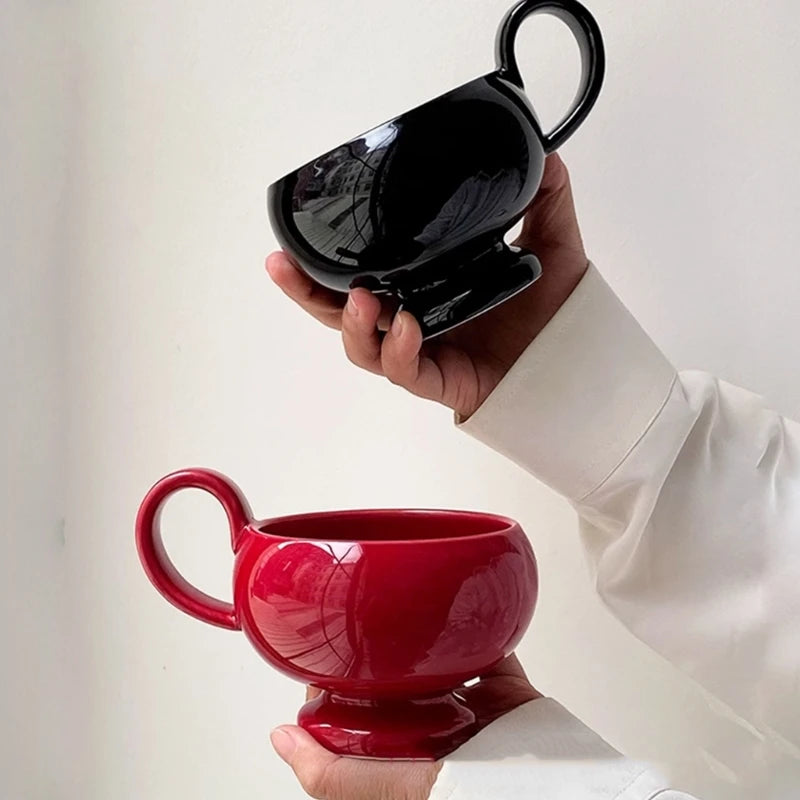 OOTDTY 280ml Ceramic Coffee Mug with Portable Handle Ceramic Coffee Mug Vue