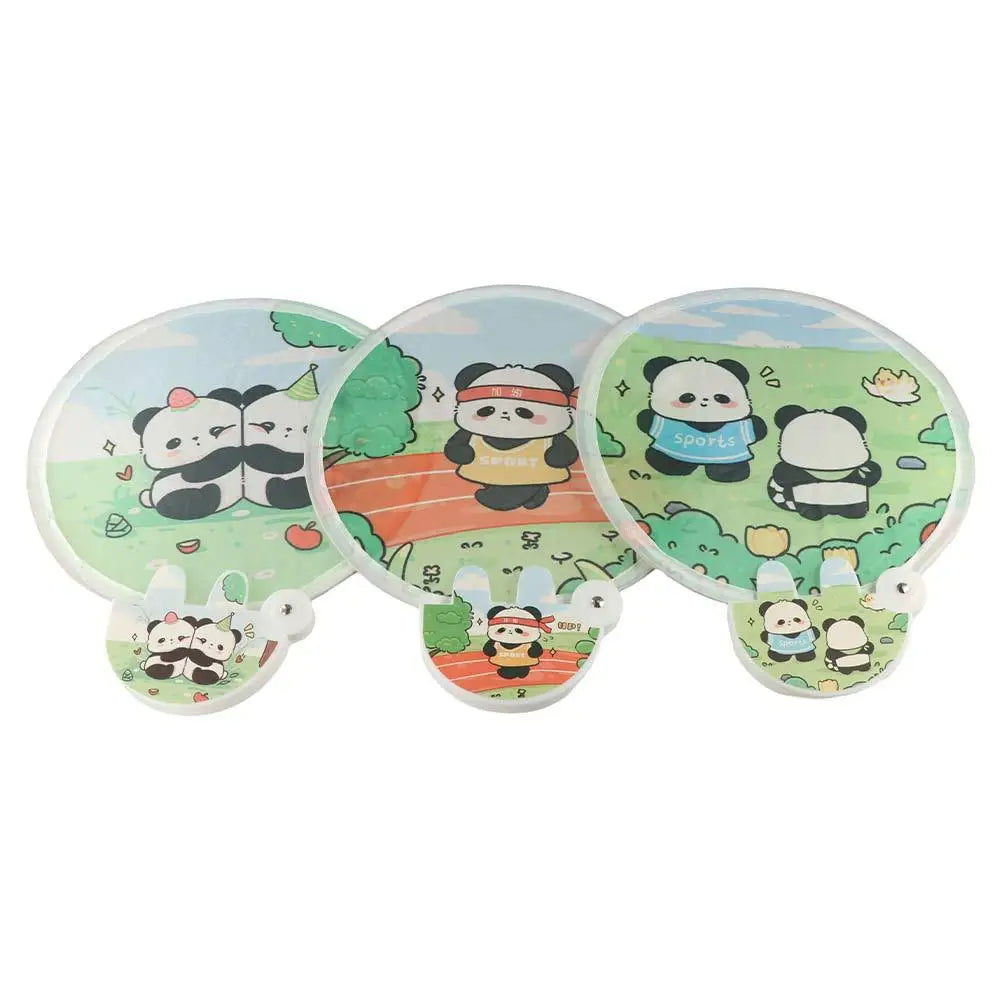 Creative Round Collapsible Pocket Fan Portable Cute Handheld Fan Cartoon Pattern Mini Foldable Fan Vue