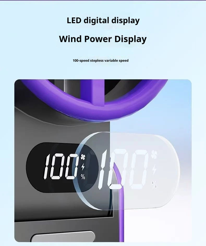 Portable Turbo Handheld Fan 3600mAh Rechargeable 100 Speeds