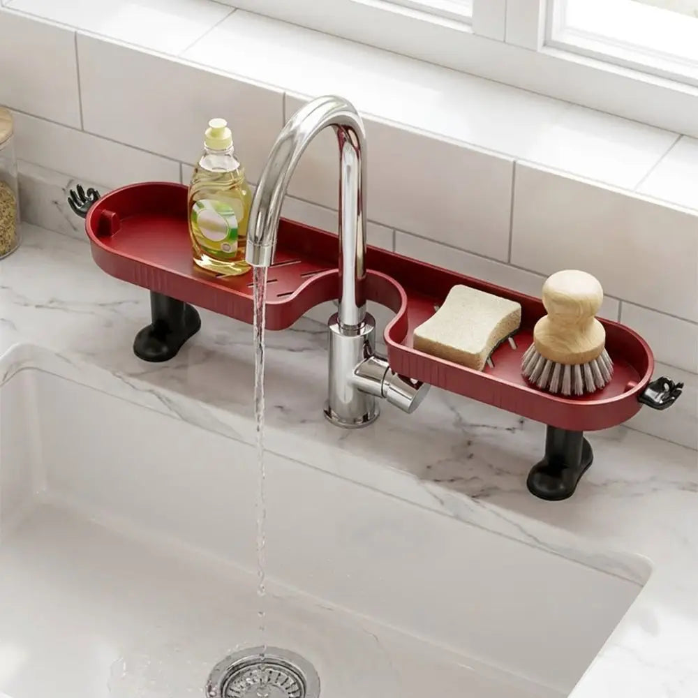 Fashion No-Drill Bathroom Storage Rack Removable with Hook Sink Drying Rack Large Capacity Rustproof Faucet Sink Shelf Bathroom Vue